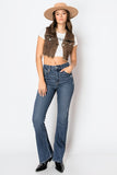 CORSET& ECO FABRIC HIGH RISE PHONE POCKET BOOTCUT DENIM PANTS