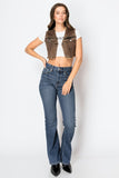 CORSET& ECO FABRIC HIGH RISE PHONE POCKET BOOTCUT DENIM PANTS