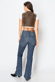 CORSET& ECO FABRIC HIGH RISE PHONE POCKET BOOTCUT DENIM PANTS