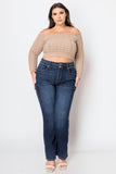 PLUS SIZE CORSET HIGH RISE DOUBLE WAIST BOOTCUT JEANS