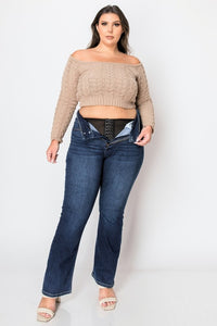 PLUS SIZE CORSET HIGH RISE DOUBLE WAIST BOOTCUT JEANS