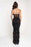 RHINESTONE EMBELLISHED SHEER ILLUSION MAXI DRESS