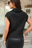 Cable Knit Zip Turtleneck Sleeveless Sweater Vest Top- 2 Colors