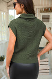 Cable Knit Zip Turtleneck Sleeveless Sweater Vest Top- 2 Colors