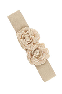 Double Flower Design Elastic Belt- 2 Colors