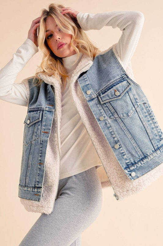 Delli Mixed Denim Vest Jacket