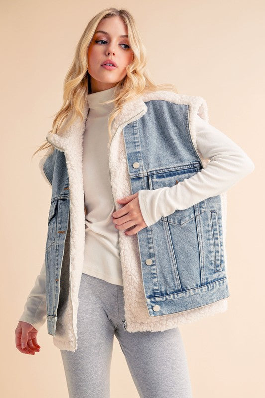 Delli Mixed Denim Vest Jacket