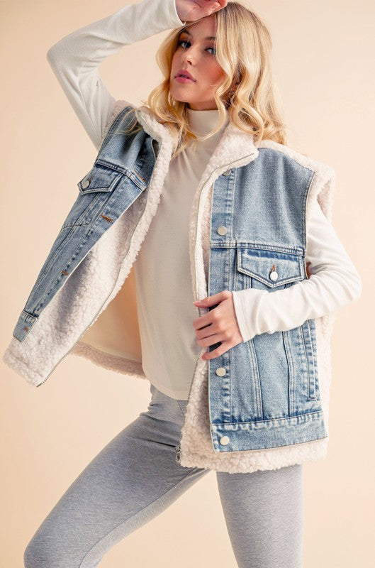 Delli Mixed Denim Vest Jacket