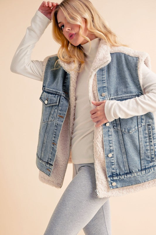 Delli Mixed Denim Vest Jacket