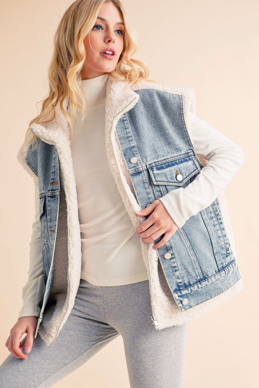 Delli Mixed Denim Vest Jacket