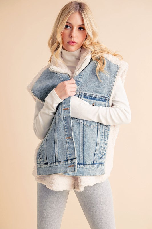 Delli Mixed Denim Vest Jacket