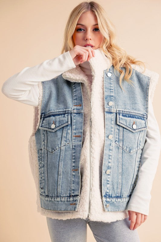 Delli Mixed Denim Vest Jacket