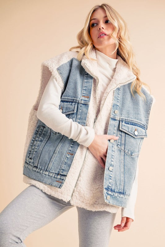 Delli Mixed Denim Vest Jacket
