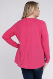 Plus Size Melange Baby Waffle Long Sleeve Top-5 Colors