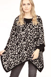 Leopard Print Intarsia Poncho- 2 Colors