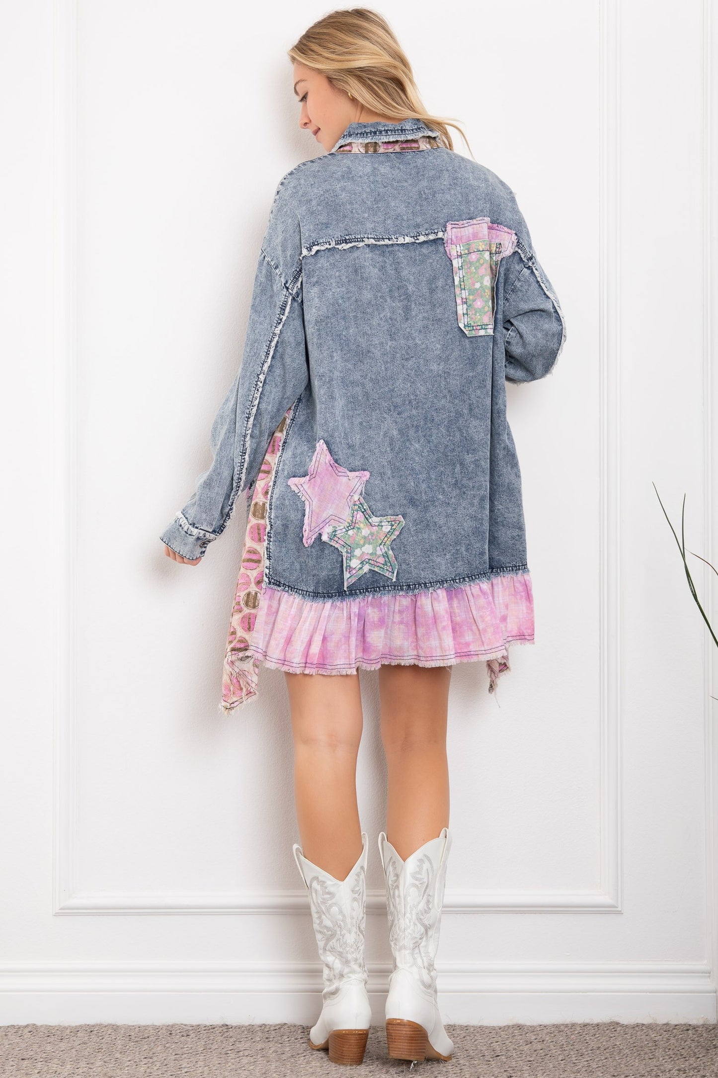 Patchwork Denim Ruffle Dress (Copy)