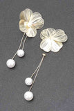 Pearl Drop Filigree Flower Earrings- 2 Colors