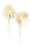 Pearl Drop Filigree Flower Earrings- 2 Colors