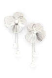 Pearl Drop Filigree Flower Earrings- 2 Colors