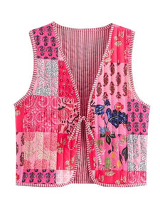 Quilt front tie vest