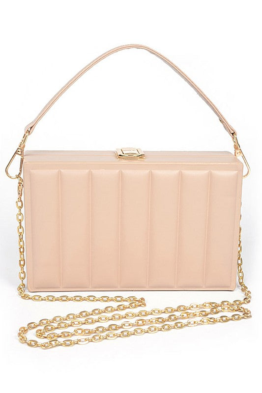 Embossed Box Top Handle Clutch Bag- 3 Colors