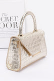 Croc Embossed Metallic Top Handle Bag- 2 Colors