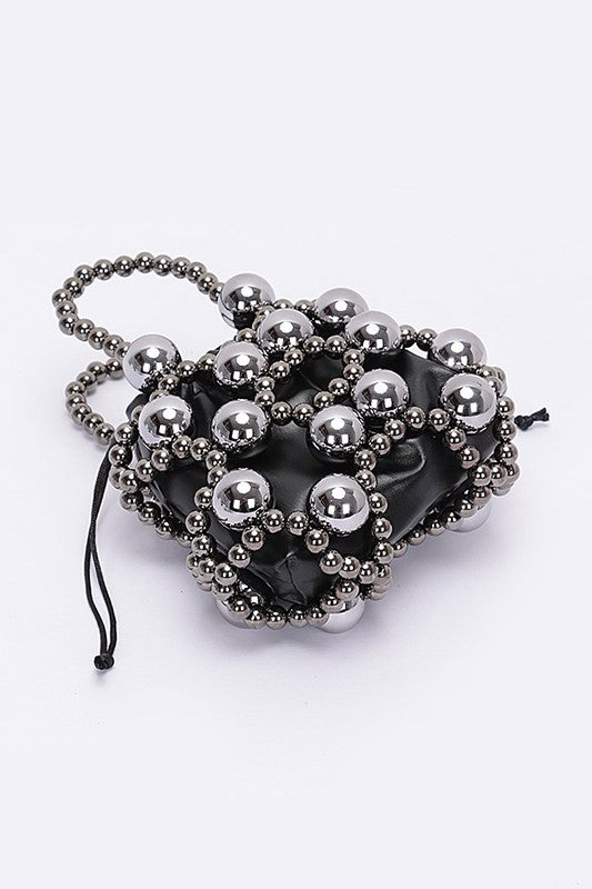 Metallic Beaded Petite Party Swing Bag- 2 Colors