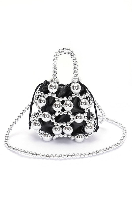 Metallic Beaded Petite Party Swing Bag- 2 Colors