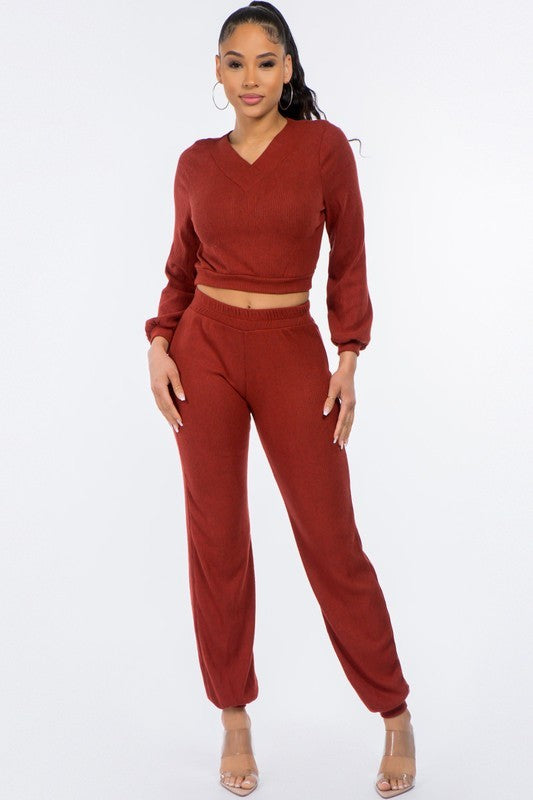 In Motion Pants Set- Rust