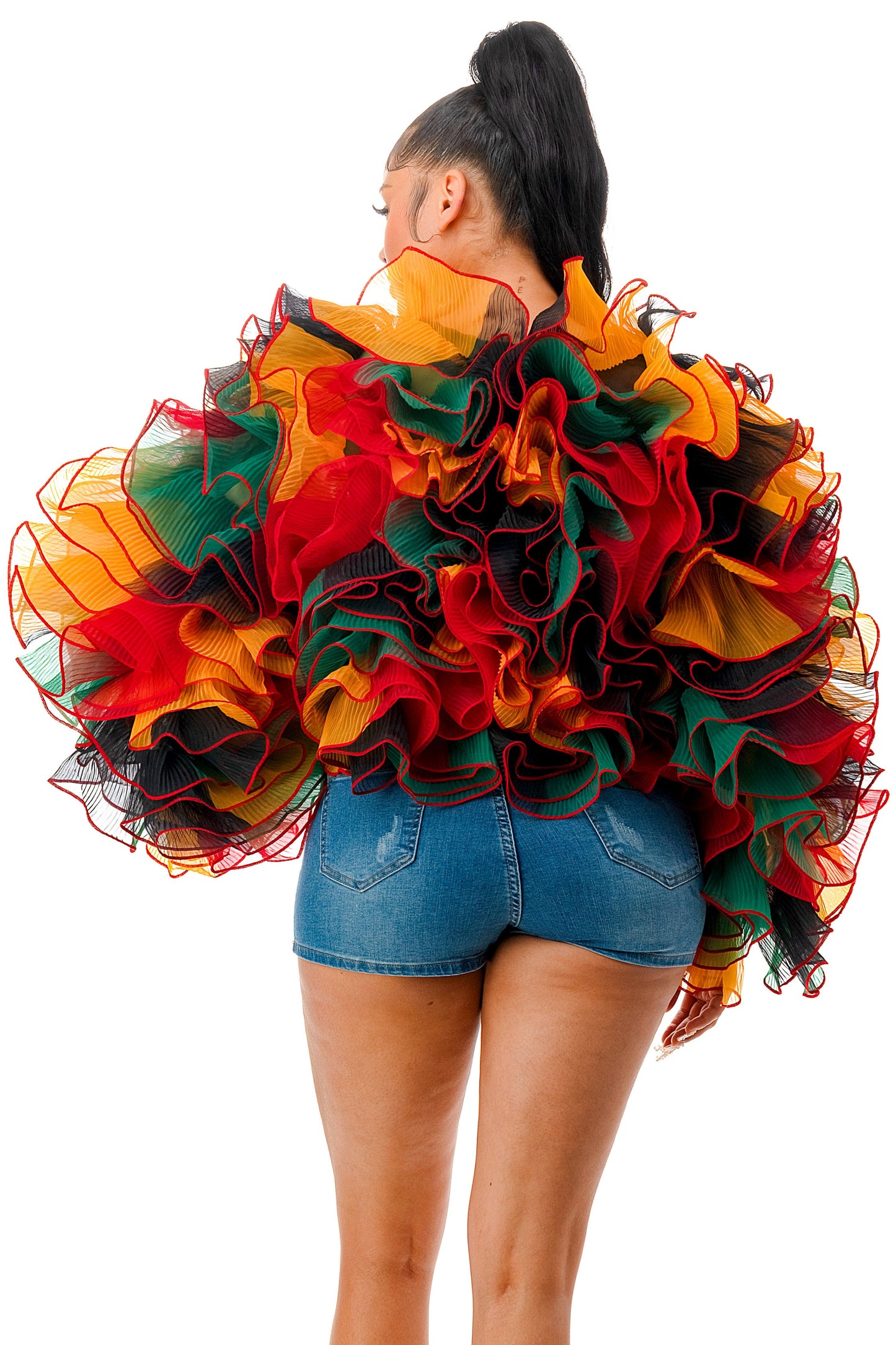 Long Sleeve Ruffle Tulle Bolero Jacket