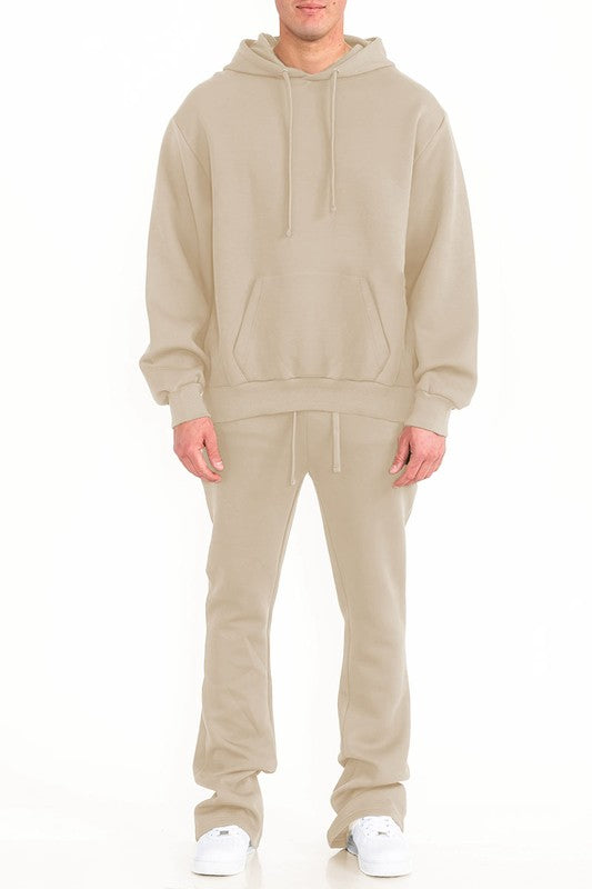 Men's Solid Fleece Flare Stacked SET- 4 Colors