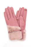 Faux Fur Ultra Suede Fashion Gloves- 5 Colors