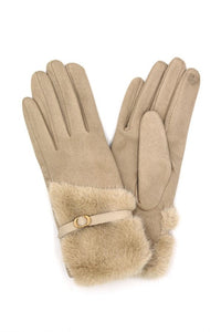 Faux Fur Ultra Suede Fashion Gloves- 5 Colors