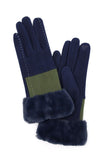 Faux Suede Fur Cuff Winter Gloves- 4 Colors