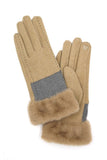 Faux Suede Fur Cuff Winter Gloves- 4 Colors