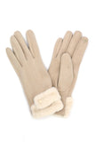 Faux Suede Fur Cuff Winter Gloves- 5 Colors