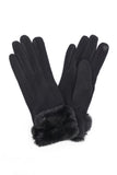 Faux Suede Fur Cuff Winter Gloves- 5 Colors