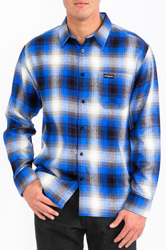 Mens Plaid Long Sleeve Flannel- 8 Colors