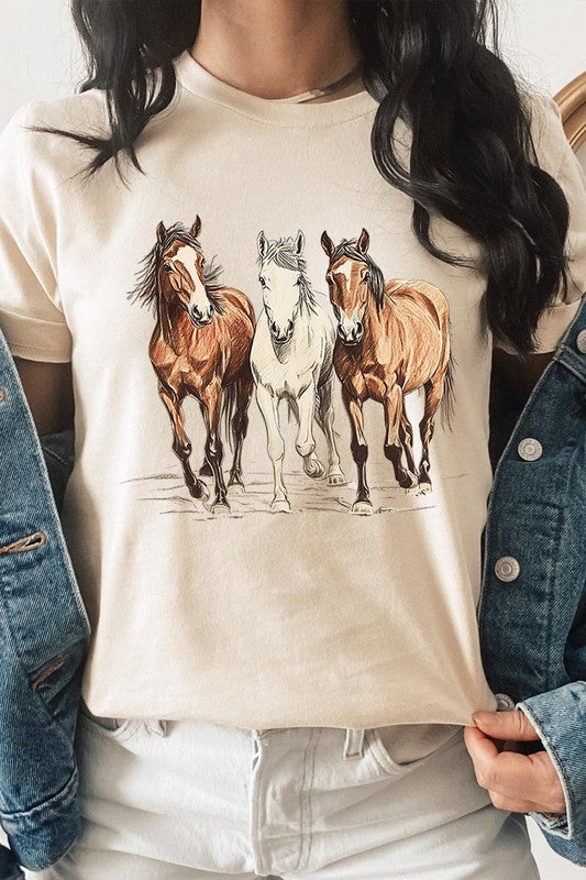 Three Horses Western Graphic Tee- 22 Colors