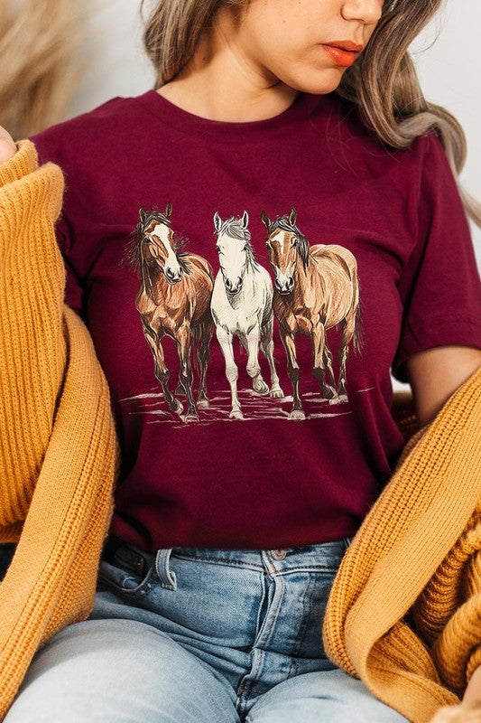 Three Horses Western Graphic Tee- 22 Colors