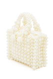 Braided Pearl Structure Top Handle Clutch Bag