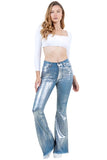 Metallic Bell Bottom Jean in Blue- Inseam 34"