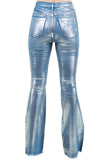 Metallic Bell Bottom Jean in Blue- Inseam 34"