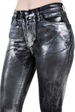 Metallic Bell Bottom Jean in Black