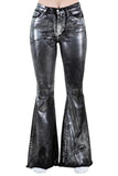 Metallic Bell Bottom Jean in Black