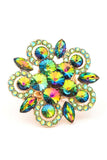 Crystal Flower Statement Stretch Ring- 3 Colors