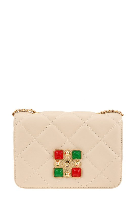 Diamond Embellished Quilted Mini Bag- 3 Colors