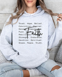 Plus Size FAITH Words Graphic Hoodie- 6 Colors