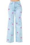 Brooklyn Wide Leg Jean W/ Hearts