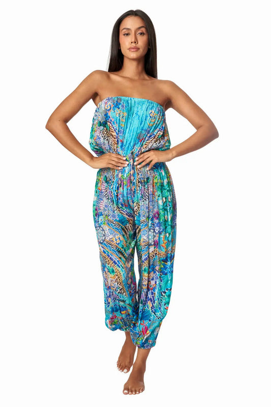 La Moda Resort Poppy Garden Hippie Bohemain Jumpsuits w/ Front Pockets
